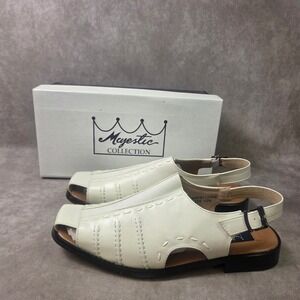 Majestic Collection Mens Dove White Leather Dress Sandals 33225 Size 10.5